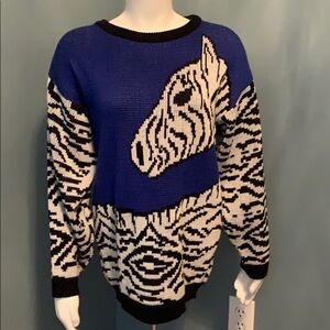 Beverly Hills Zoo Retro Zebra Sweater size medium